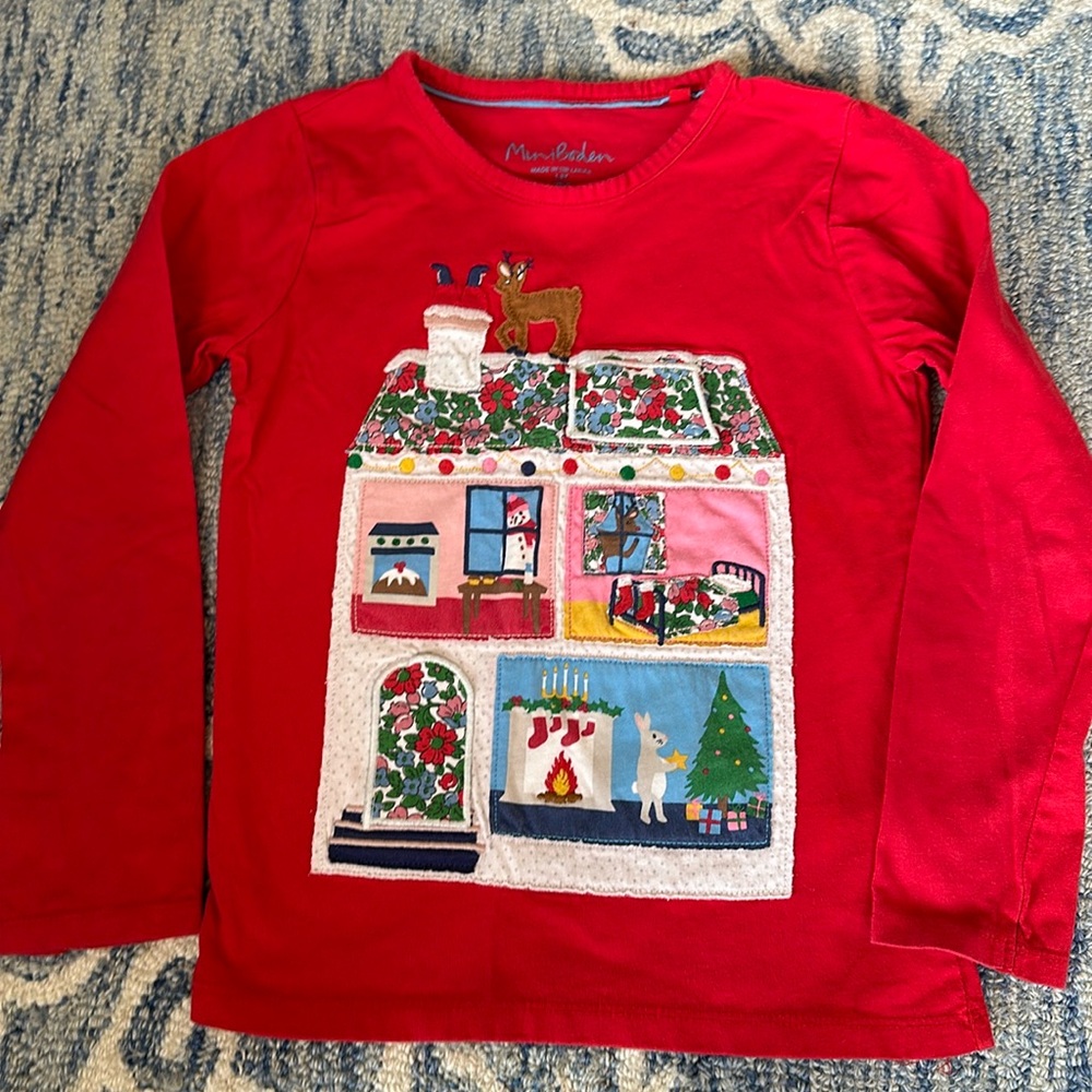 Mini Boden Christmas flap house girls size 7-8